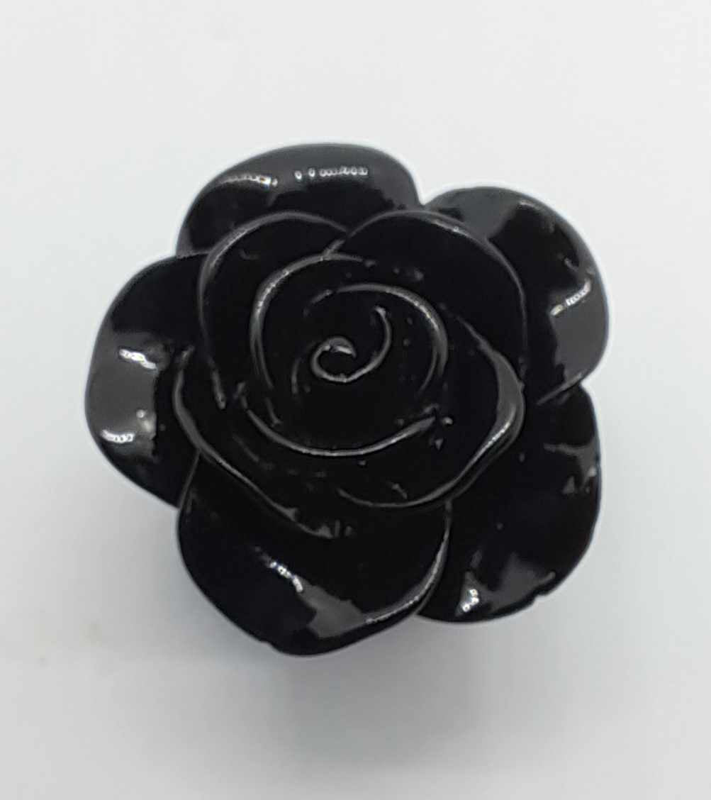 Gloss Black 3D Resin Rose 20mm