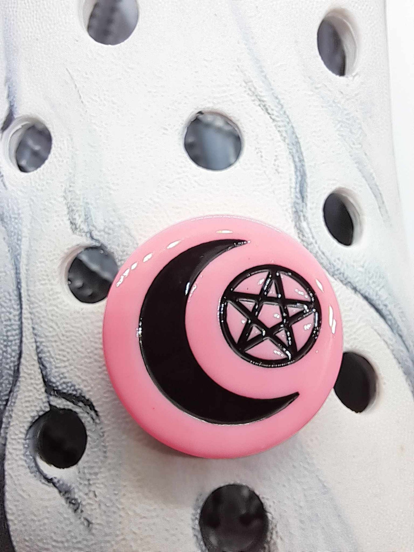 Moon With Pentagram Resin Charm Pink