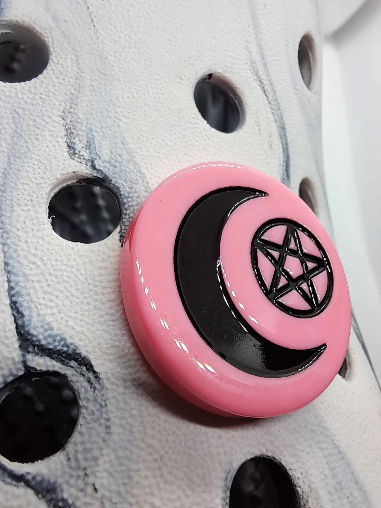 Moon With Pentagram Resin Charm Pink