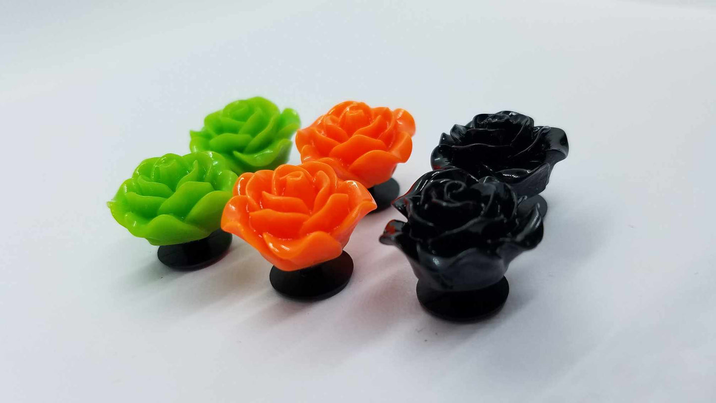 6PC Set Halloween Colors 20mm Resin Roses