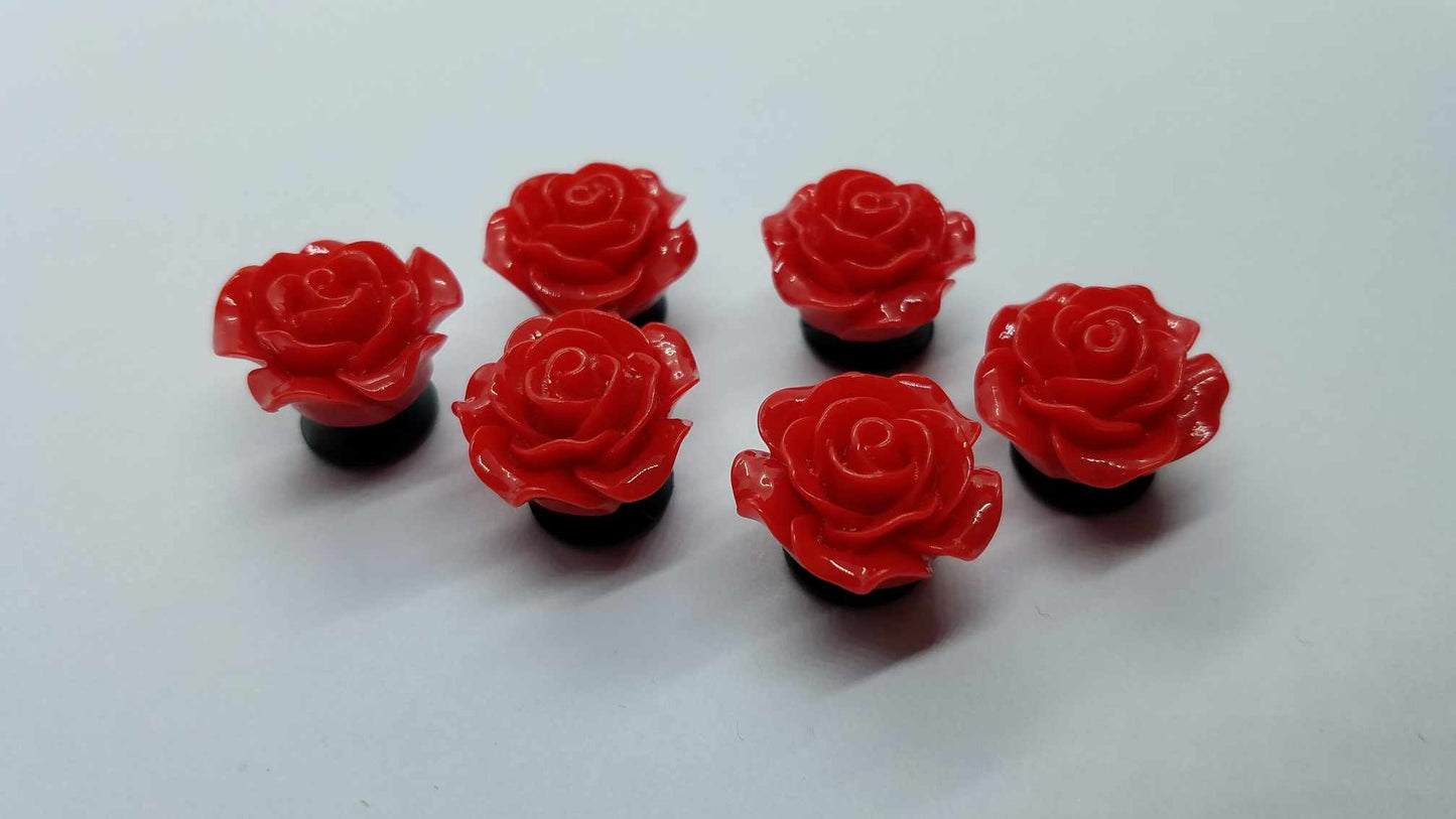 6PC Set Red 20mm Resin Roses