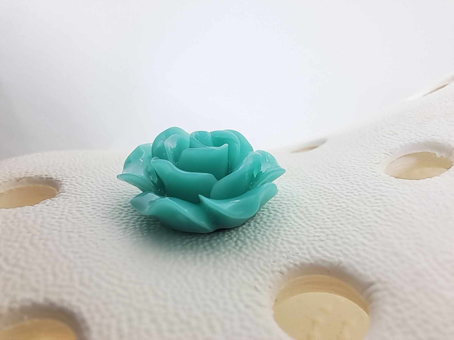 Turquoise 3D Resin Rose 20mm