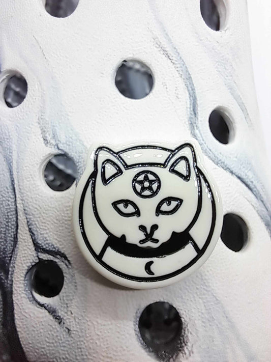 Pentagram Cat Resin Charm White