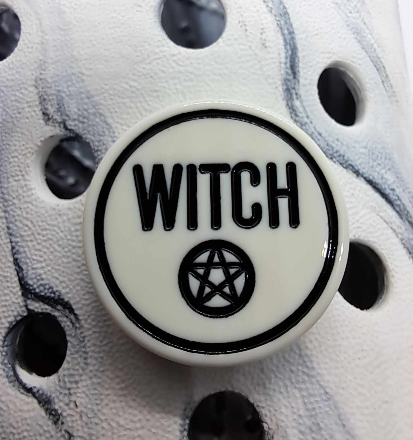 Witch with Pentagram Resin Charm White