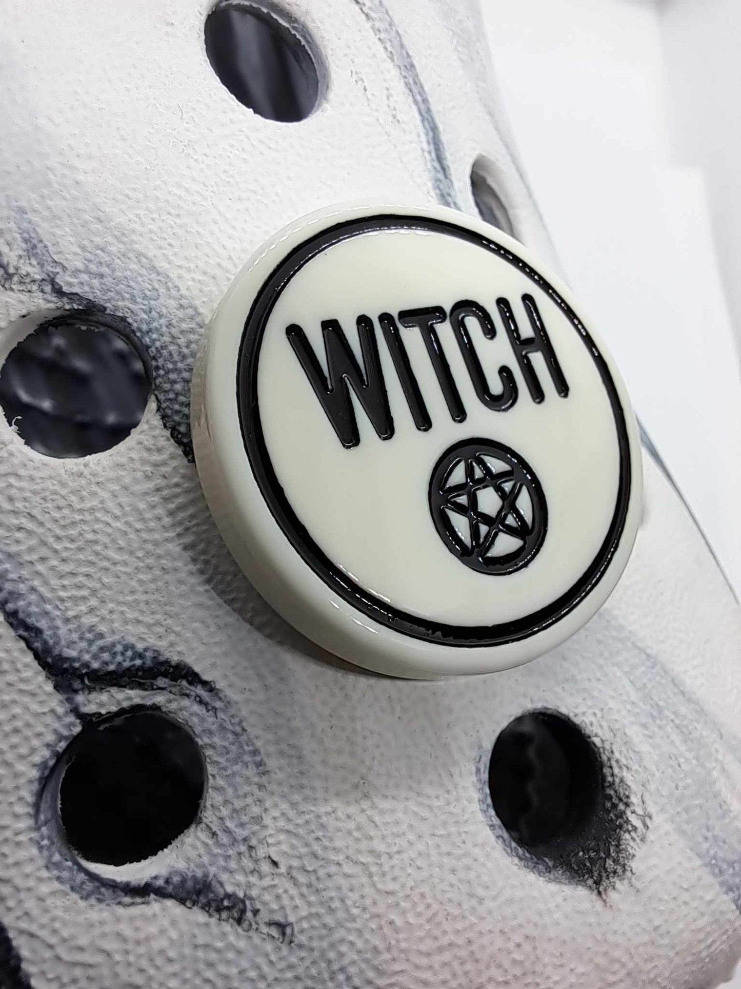 Witch with Pentagram Resin Charm White