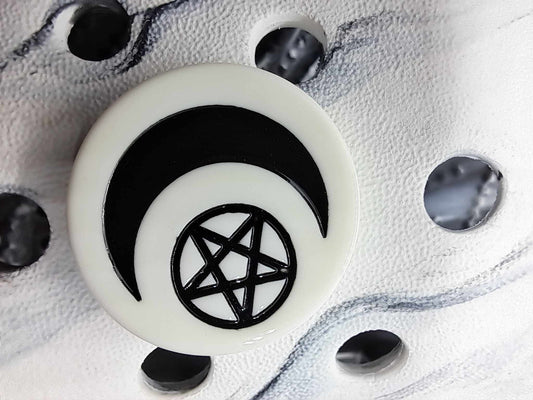 Moon with Pentagram Resin Charm White