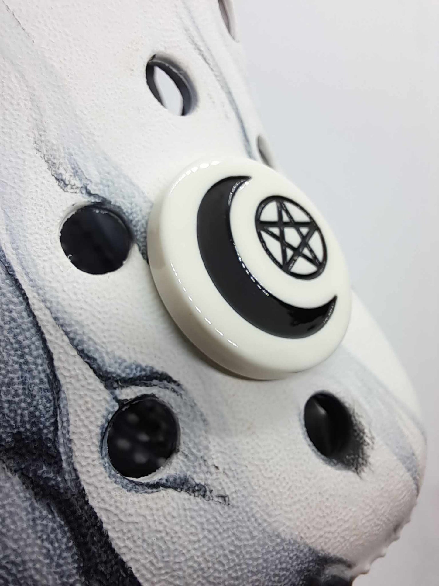 Moon with Pentagram Resin Charm White