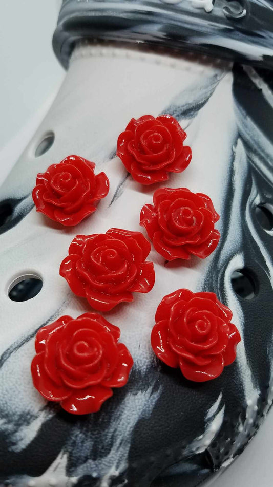 6PC Set Red 20mm Resin Roses