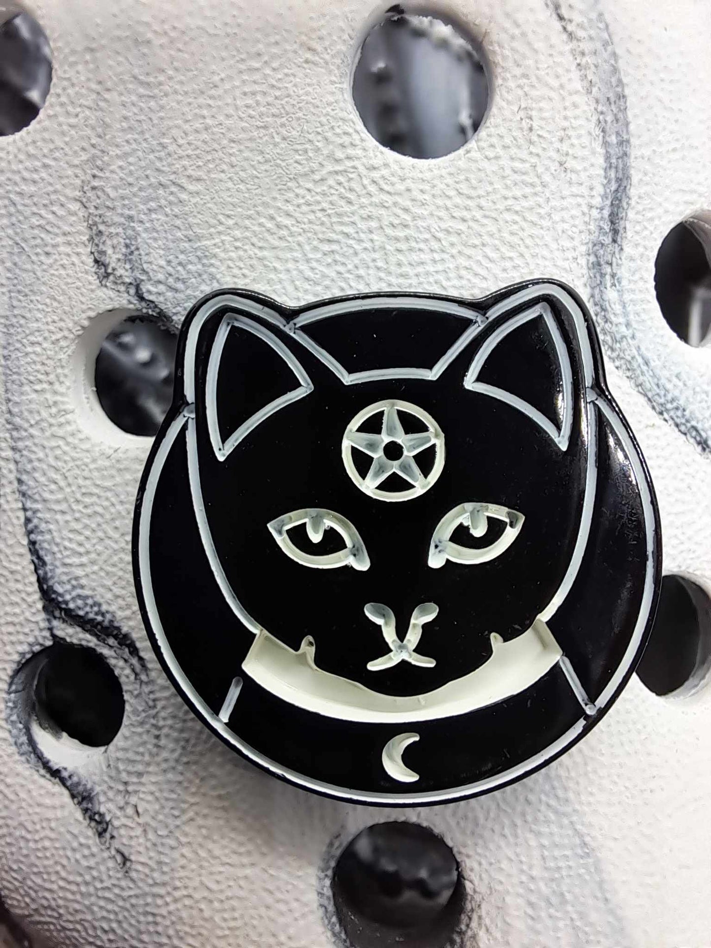 Pentagram Cat Resin Charm Black