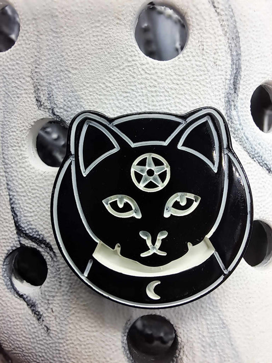 Pentagram Cat Resin Charm Black