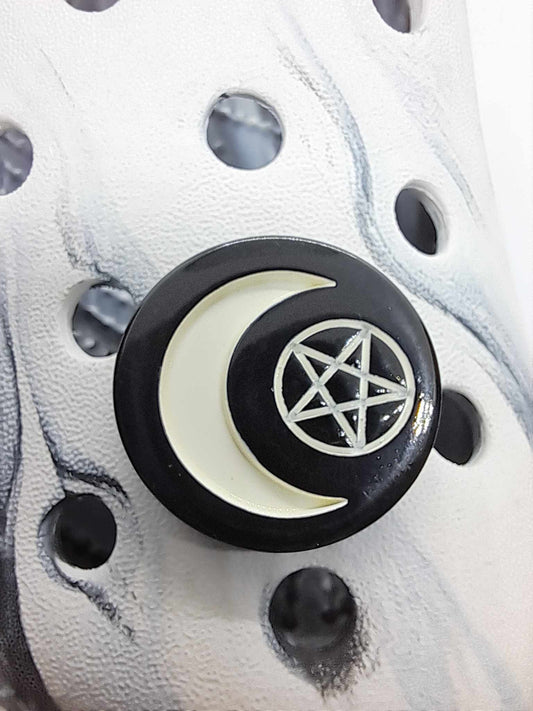 Moon with Pentagram Resin Charm Black