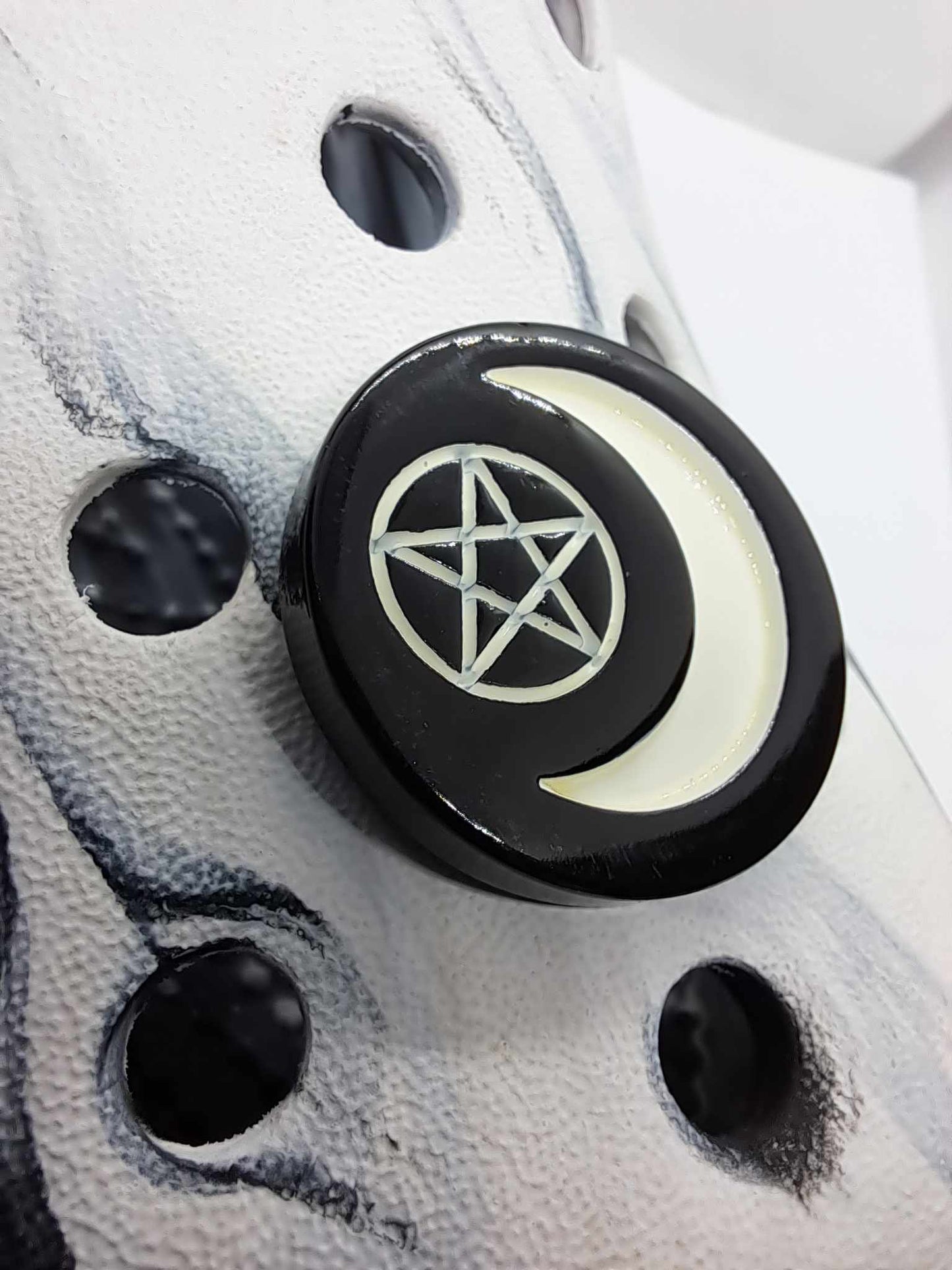 Moon with Pentagram Resin Charm Black