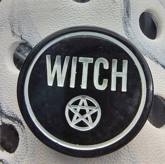 Witch with Pentagram Resin Charm Black