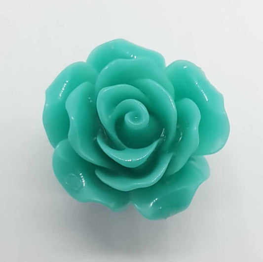 Turquoise 3D Resin Rose 20mm