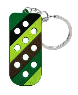 Green Striped Camo Silicone Charm Keychain / Bag Tag