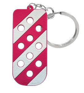 Pink And White Striped Silicone Charm Keychain / Bag Tag